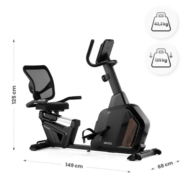 Горизонтальний велотренажер Gymtek XBR5000 магнітний чорний