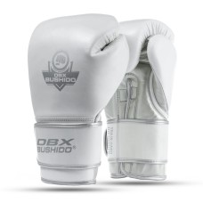 Боксерські рукавички DBX BUSHIDO PLATINUM Legacy Series зі натуральної шкіри, 4-шарове наповнення, біло-сріблясті