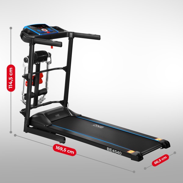 Бігова доріжка ONE FITNESS BE4540, електрична, з масажером, чорна