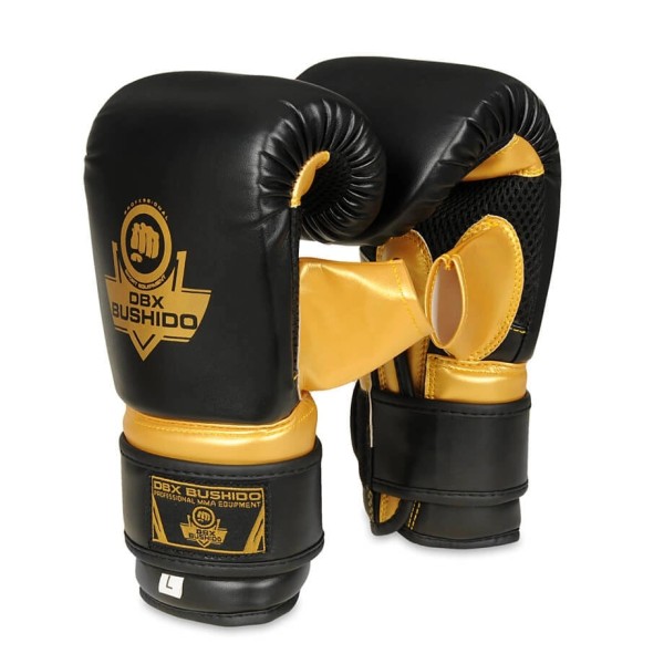 Чорно-золоті рукавички для тренувань на снарядах DBX BUSHIDO Mitts Gold L
