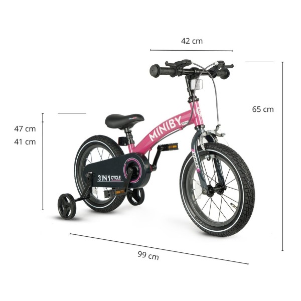 Дитячий біговел 3 в 1 Qplay Miniby 14 Rosa