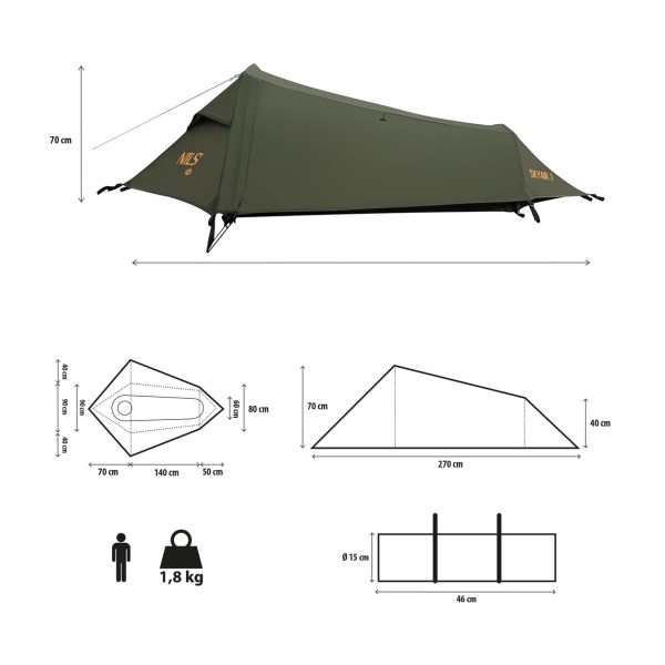 Намет NILS CAMP NC2501, 1-місний, зелений