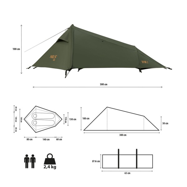 Намет NILS CAMP NC2502 Ultra Light Skyair 2, двомісний, зелений