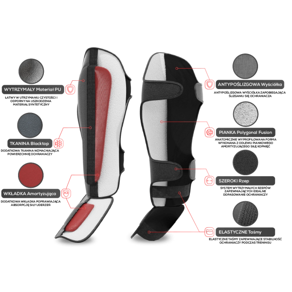 Захисні накладки на гомілки та стопи DBX BUSHIDO Phantom Red, M