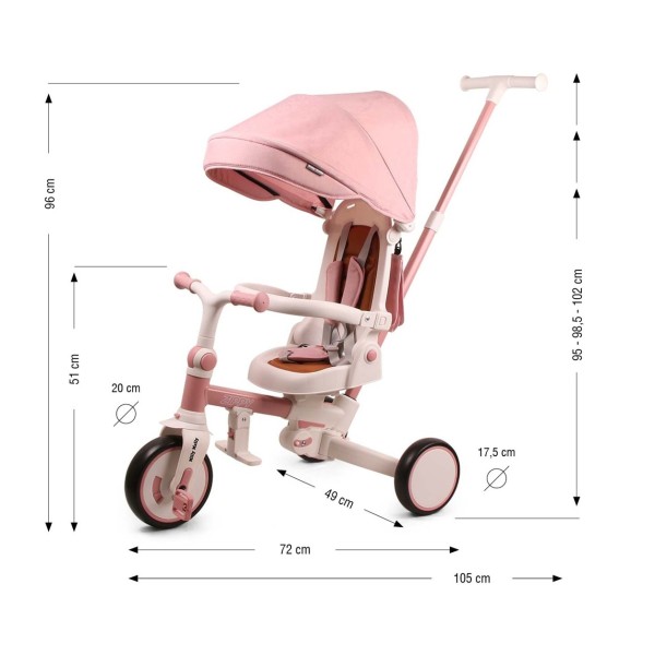 Триколісний велосипед Milly Mally Zippy 5в1 Pink