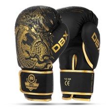 Боксерські рукавички DBX BUSHIDO Gold Dragon Valor Series 14oz чорні із золотим драконом
