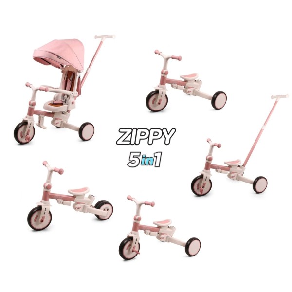 Триколісний велосипед Milly Mally Zippy 5в1 Pink