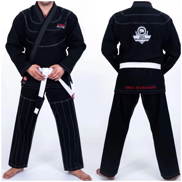 Кімоно DBX ELITE™ для бразильського джиу-джитсу A2L чорне з білим поясом