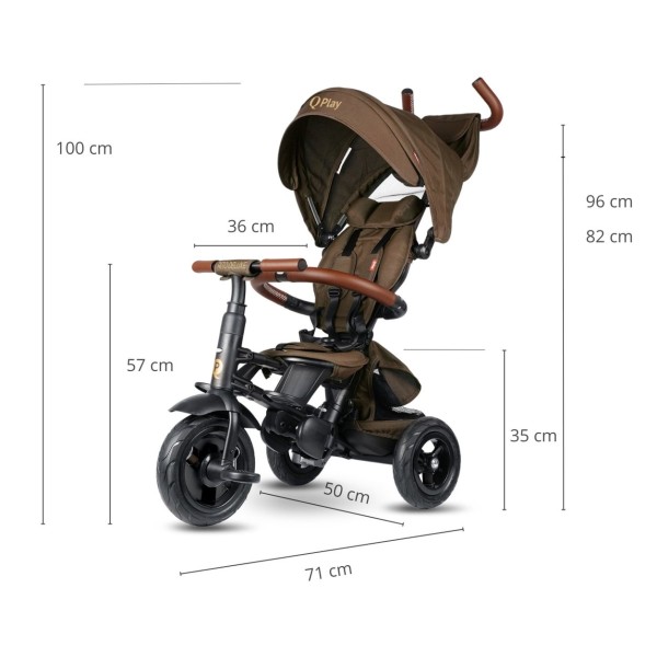Триколісний велосипед Qplay Rito Deluxe Rubber Brown