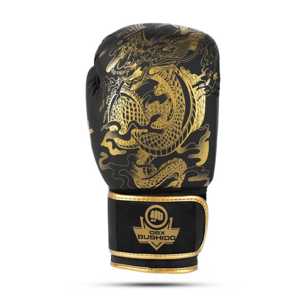 Рукавички для боксу DBX BUSHIDO Gold Dragon Valor Series 12oz, чорні із золотим візерунком дракона