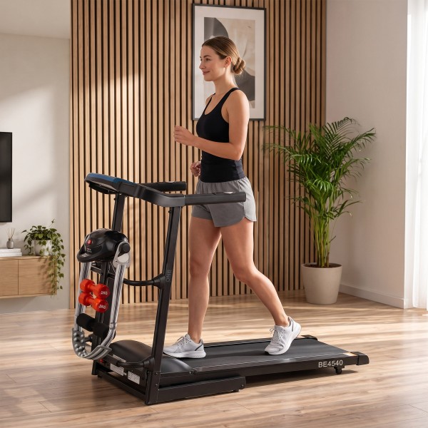Бігова доріжка ONE FITNESS BE4540, електрична, з масажером, чорна