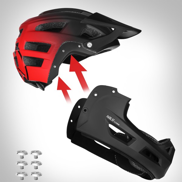 Шолом на все лице Nils Extreme MTW101, червоний, M (56–58см)