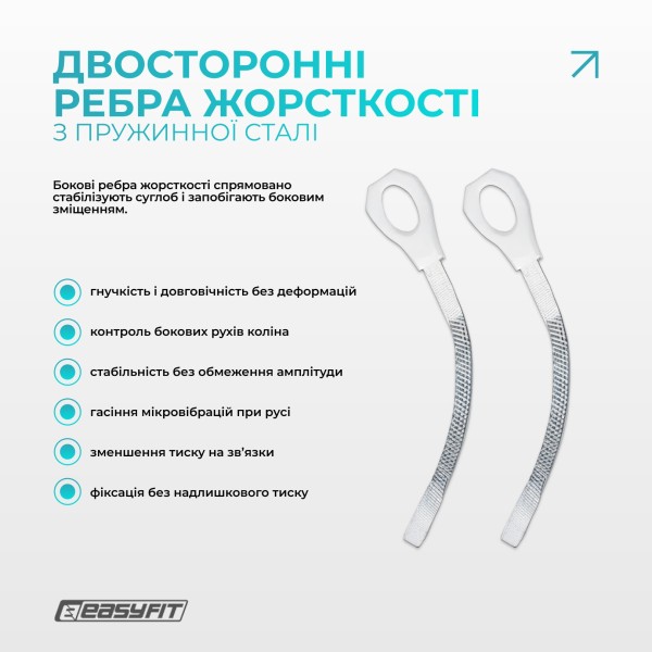 Бандаж (фіксатор) колінного суглоба з ребрами жорсткості та силіконовою вставкою. Розмір M