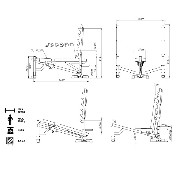 Регульована лава зі стійками та негативним кутом Marbo Sport MS-L106 3.0