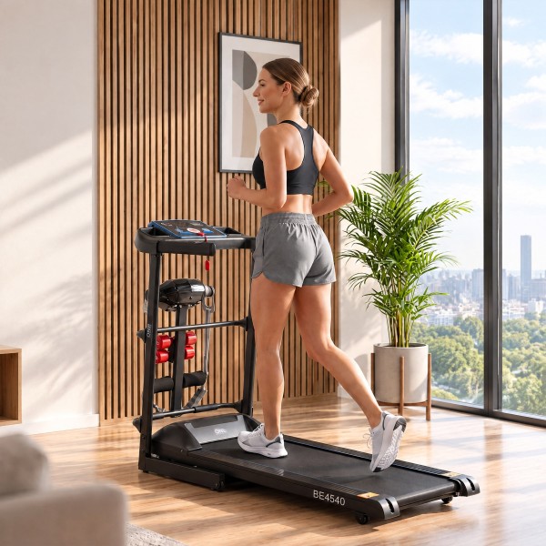Бігова доріжка ONE FITNESS BE4540, електрична, з масажером, чорна
