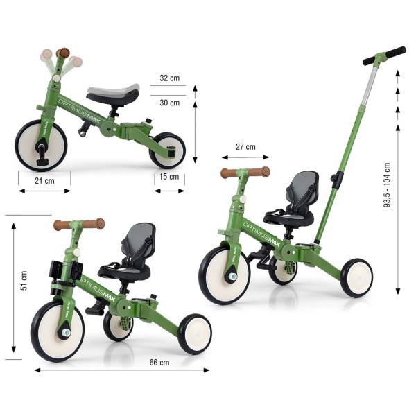 Триколісний велосипед Milly Mally Optimus Max 5в1 Green