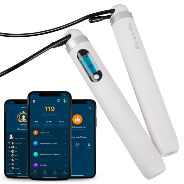 Смарт скакалка inSPORTline Jumpsmart, чорна, 3м