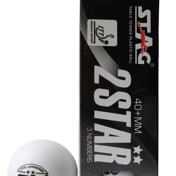 Кульки для настільного тенісу Stag Two Star White Ball 3 шт