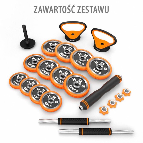 Гантелі розбірні 20кг, набір 6в1 зі штангою та гирями HMS SGZ220 Pro