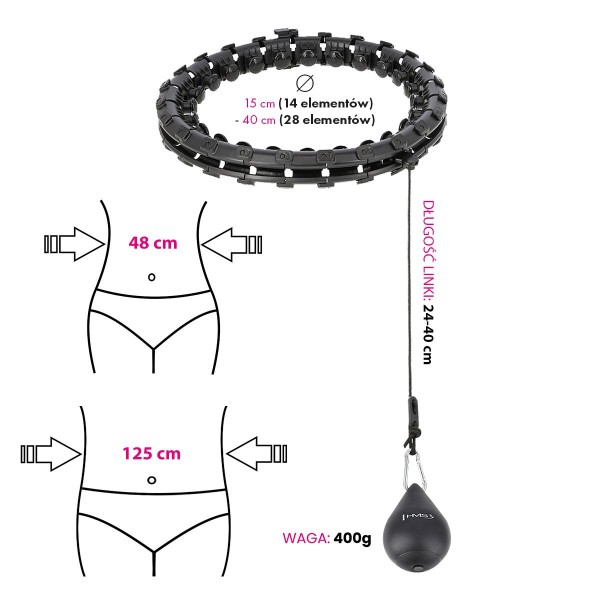Хула-хуп з тягарцем HMS Plus Size Set HHW12, чорний  