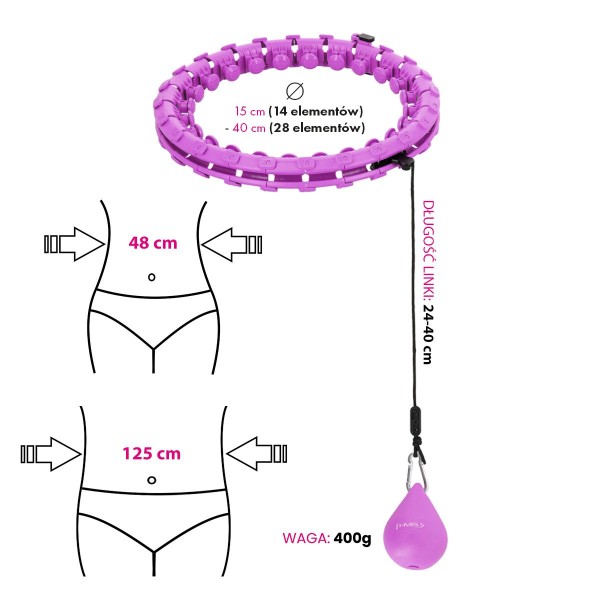 Хула-хуп з тягарцем HMS Set HHW12, фіолетовий 