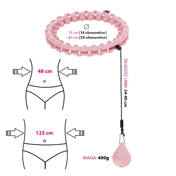 Хула-хуп з тягарцем HMS Plus Size Set HHW12, рожевий 