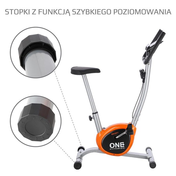 Велотренажер механічний One Fitness RW3011 срібно-оранжевий