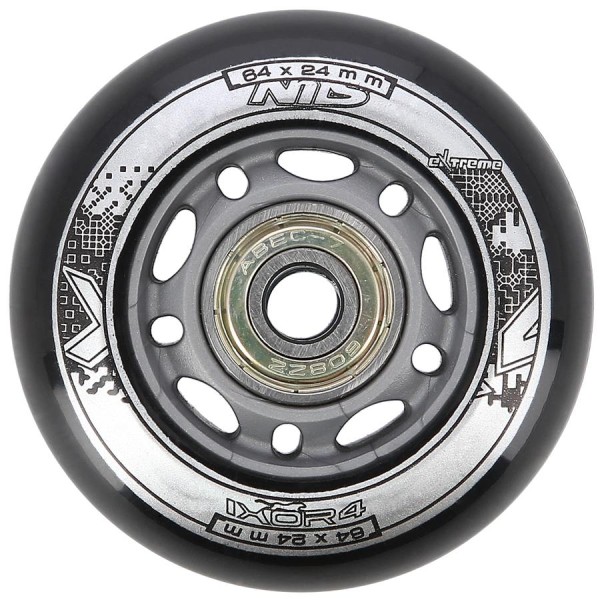 Колеса з підшипниками Nils Extreme PU 64x24 82A 4шт чорний + ABEC-9 8шт