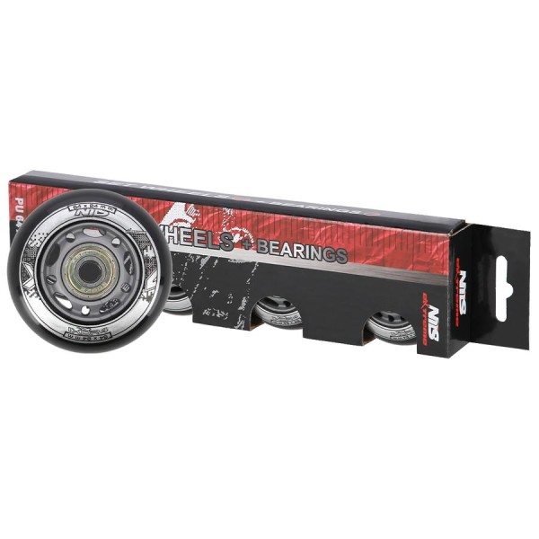 Колеса з підшипниками Nils Extreme PU 64x24 82A 4шт чорний + ABEC-9 8шт