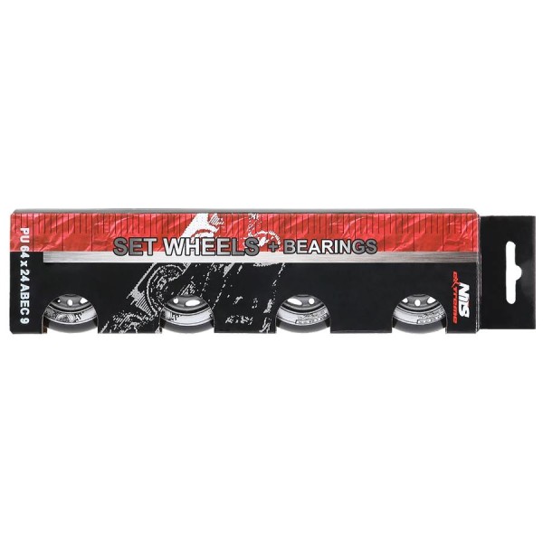 Колеса з підшипниками Nils Extreme PU 64x24 82A 4шт чорний + ABEC-9 8шт