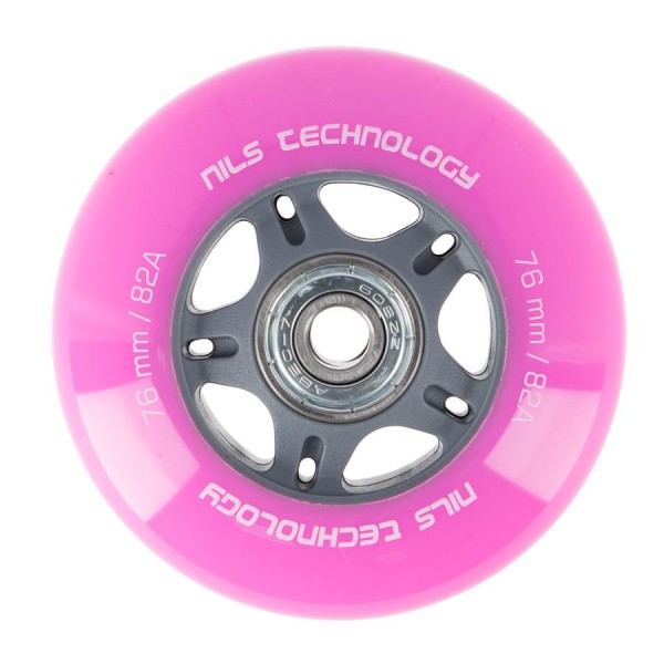 Колеса з підшипниками Nils Extreme PU 76x24 82A 4шт рожевий + ABEC-7 8шт