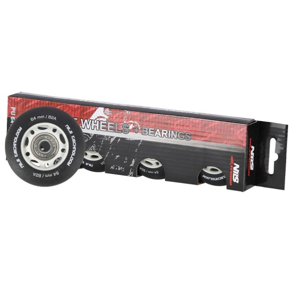 Колеса з підшипниками Nils Extreme PU 64x24 82A 4шт чорний матовий + ABEC-9 8шт