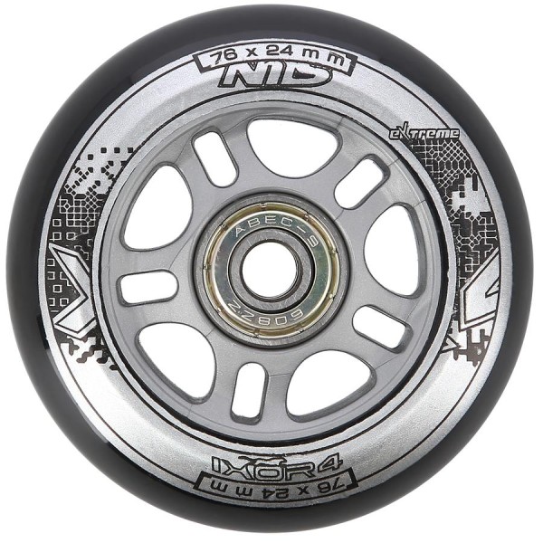 Колеса з підшипниками Nils Extreme PU 76x24 82A 4шт чорний + ABEC-9 8шт
