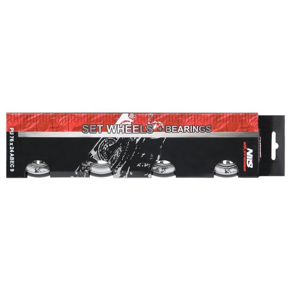 Колеса з підшипниками Nils Extreme PU 76x24 82A 4шт чорний + ABEC-9 8шт