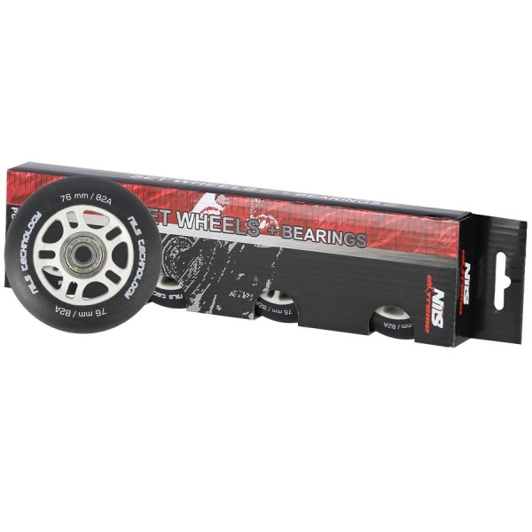 Колеса з підшипниками Nils Extreme PU 76x24 82A 4шт чорний матовий + ABEC-9 8шт