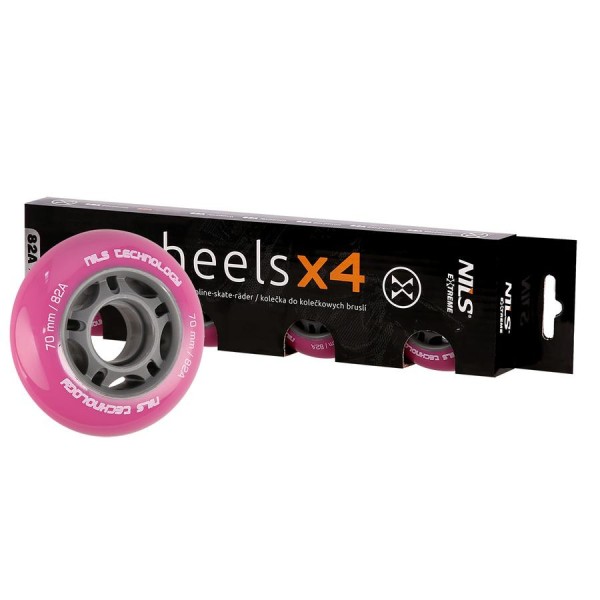 Колеса Nils Extreme PU 70x24 82A 4шт рожевий
