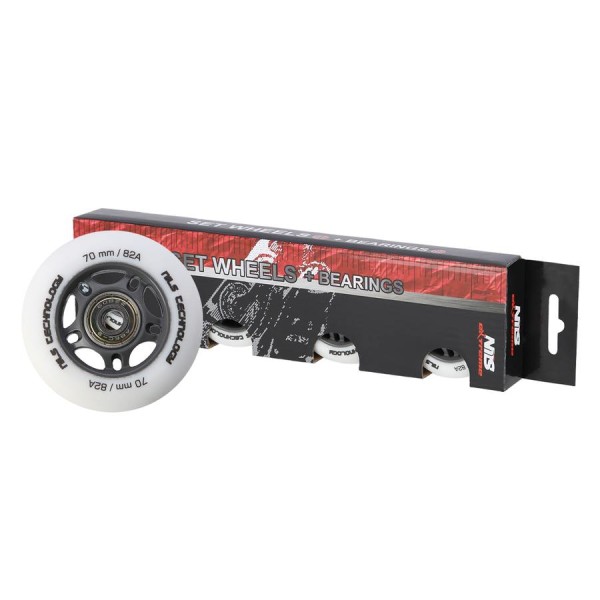 Колеса з підшипниками Nils Extreme PU 70x24 82A 4шт білий матовий + ABEC-9 8шт