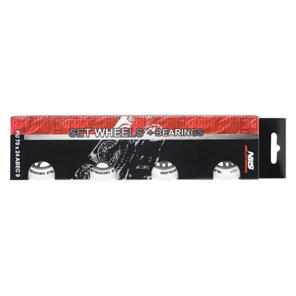 Колеса з підшипниками Nils Extreme PU 70x24 82A 4шт білий матовий + ABEC-9 8шт