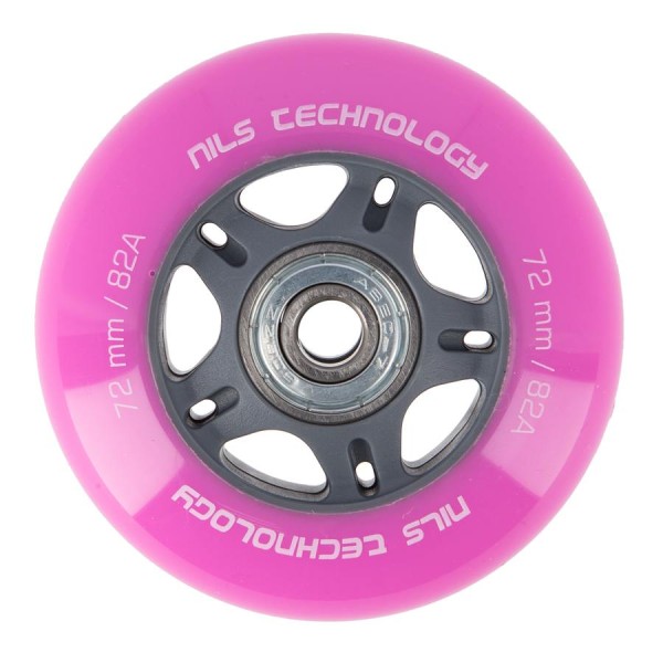 Колеса з підшипниками Nils Extreme PU 72x24 82A 4шт рожевий + ABEC-7 8шт