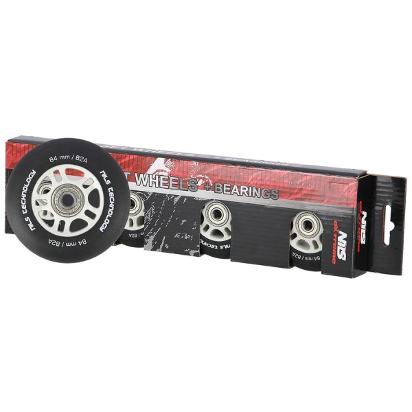 Колеса з підшипниками Nils Extreme PU 84x24 82A 4шт чорний матовий + ABEC-9 8шт