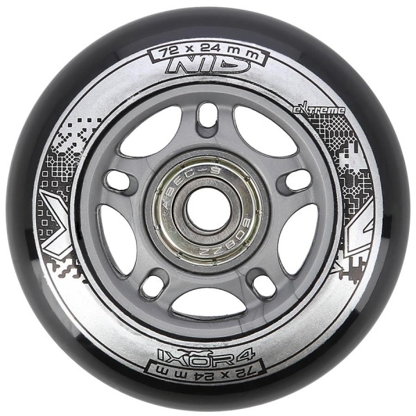 Колеса з підшипниками Nils Extreme PU 72x24 82A 4шт чорний + ABEC-9 8шт