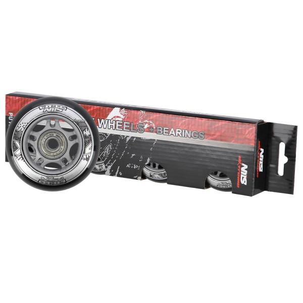 Колеса з підшипниками Nils Extreme PU 72x24 82A 4шт чорний + ABEC-9 8шт