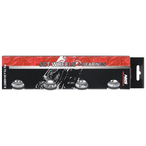Колеса з підшипниками Nils Extreme PU 72x24 82A 4шт чорний + ABEC-9 8шт