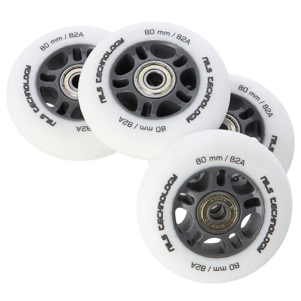 Колеса з підшипниками Nils Extreme PU 80x24 82A 4шт білий матовий + ABEC-9 8шт