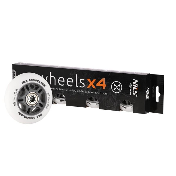 Колеса з підшипниками Nils Extreme PU 80x24 82A 4шт білий матовий + ABEC-9 8шт