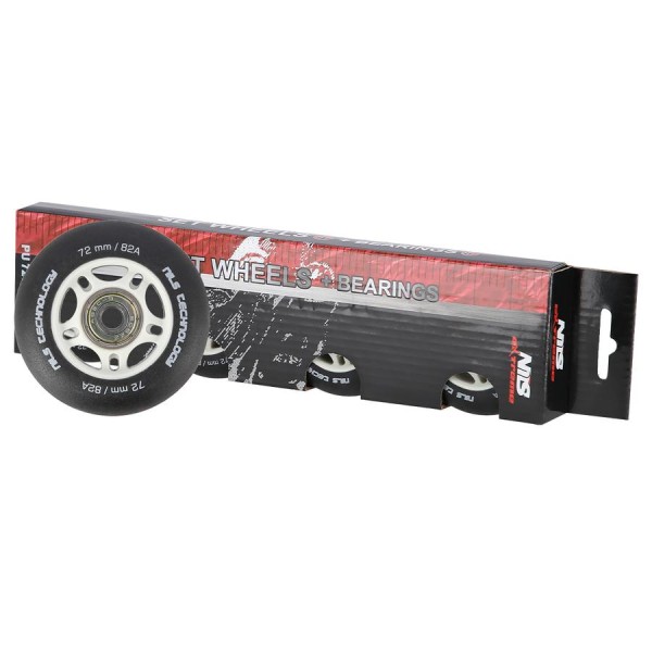 Колеса з підшипниками Nils Extreme PU 72x24 82A 4шт чорний матовий + ABEC-9 8шт