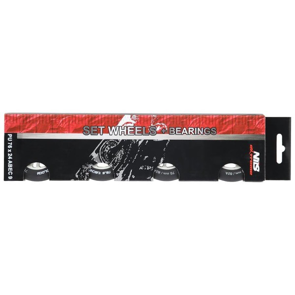 Колеса з підшипниками Nils Extreme PU 72x24 82A 4шт чорний матовий + ABEC-9 8шт