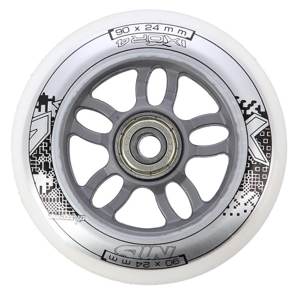 Колеса з підшипниками Nils Extreme PU 90x24 82A 4шт білий + ABEC-7 8шт хром