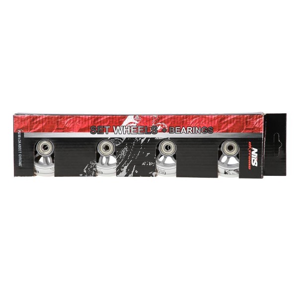 Колеса з підшипниками Nils Extreme PU 90x24 82A 4шт білий + ABEC-7 8шт хром