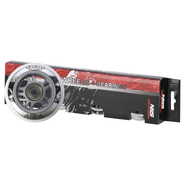 Колеса з підшипниками Nils Extreme PU 80x24 82A 4шт білий N + ABEC-7 8шт